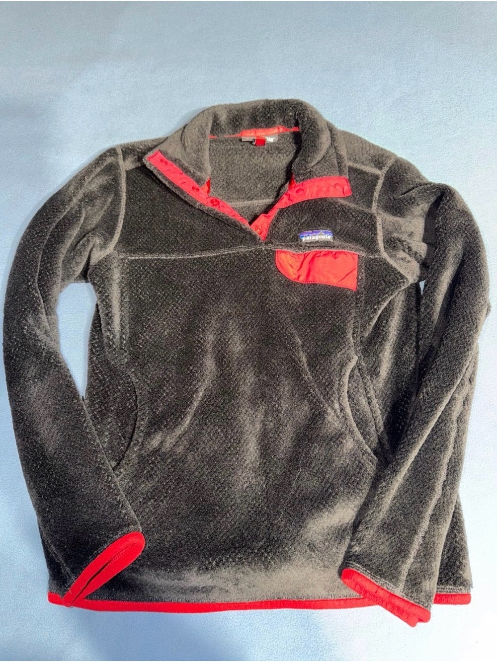 Patagonia Black Fleece Pullover with Red Accents